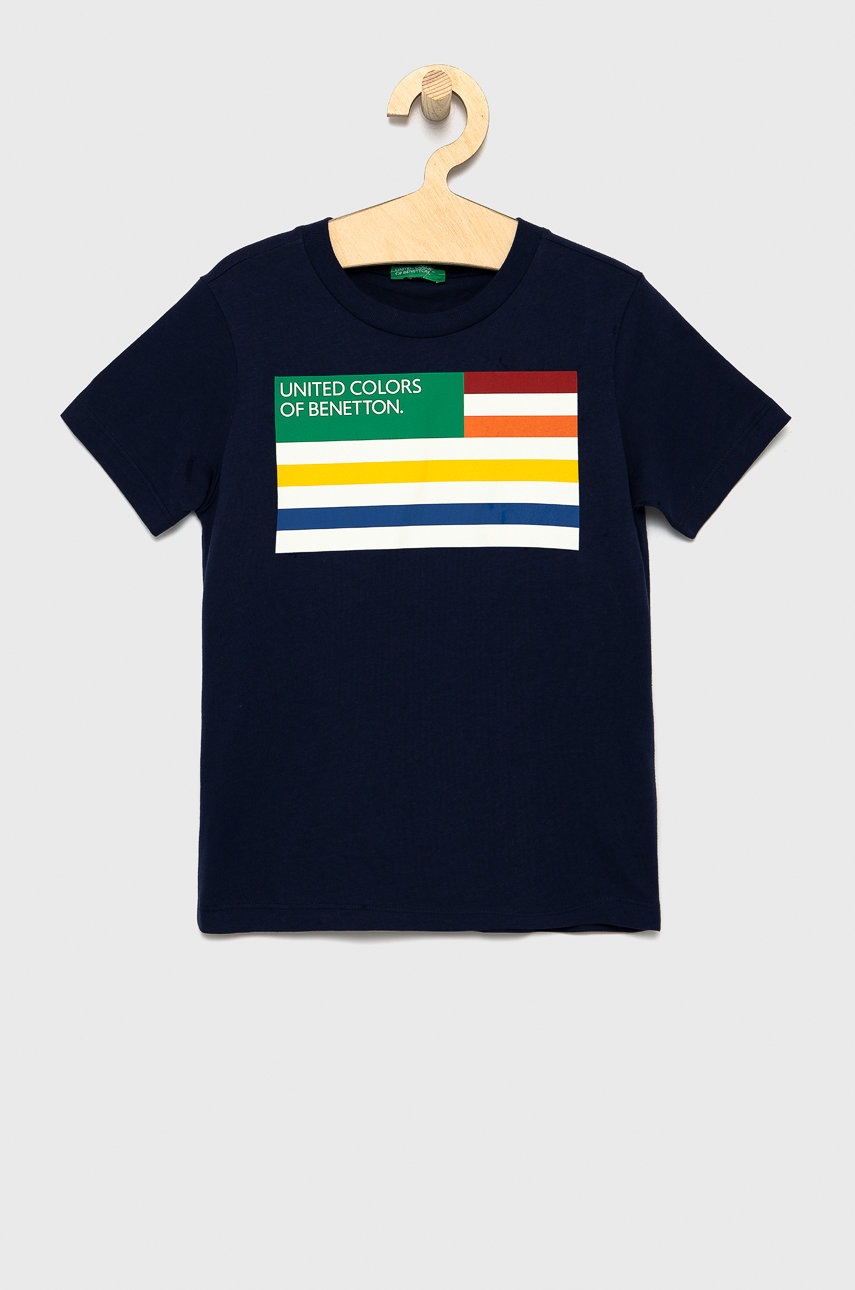 

United Colors of Benetton - Детска памучна тениска, Тъмносин