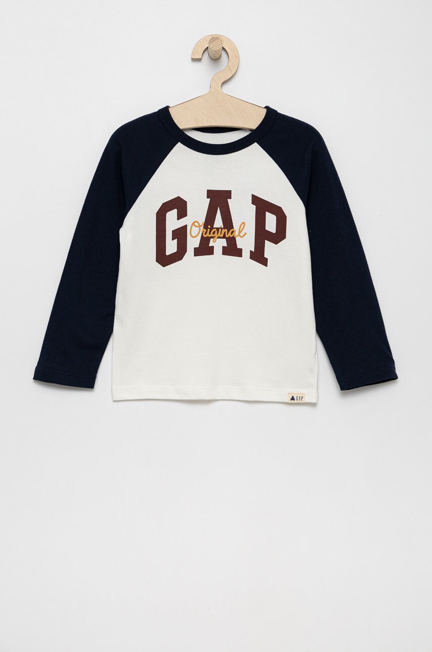 Gap longsleeve copii culoarea alb, cu imprimeu
