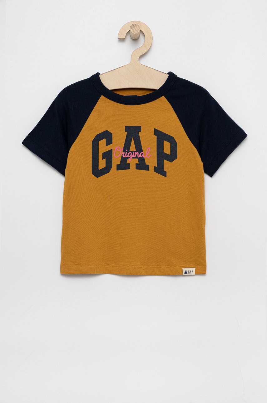 Gap tricou de bumbac pentru copii culoarea galben, cu imprimeu