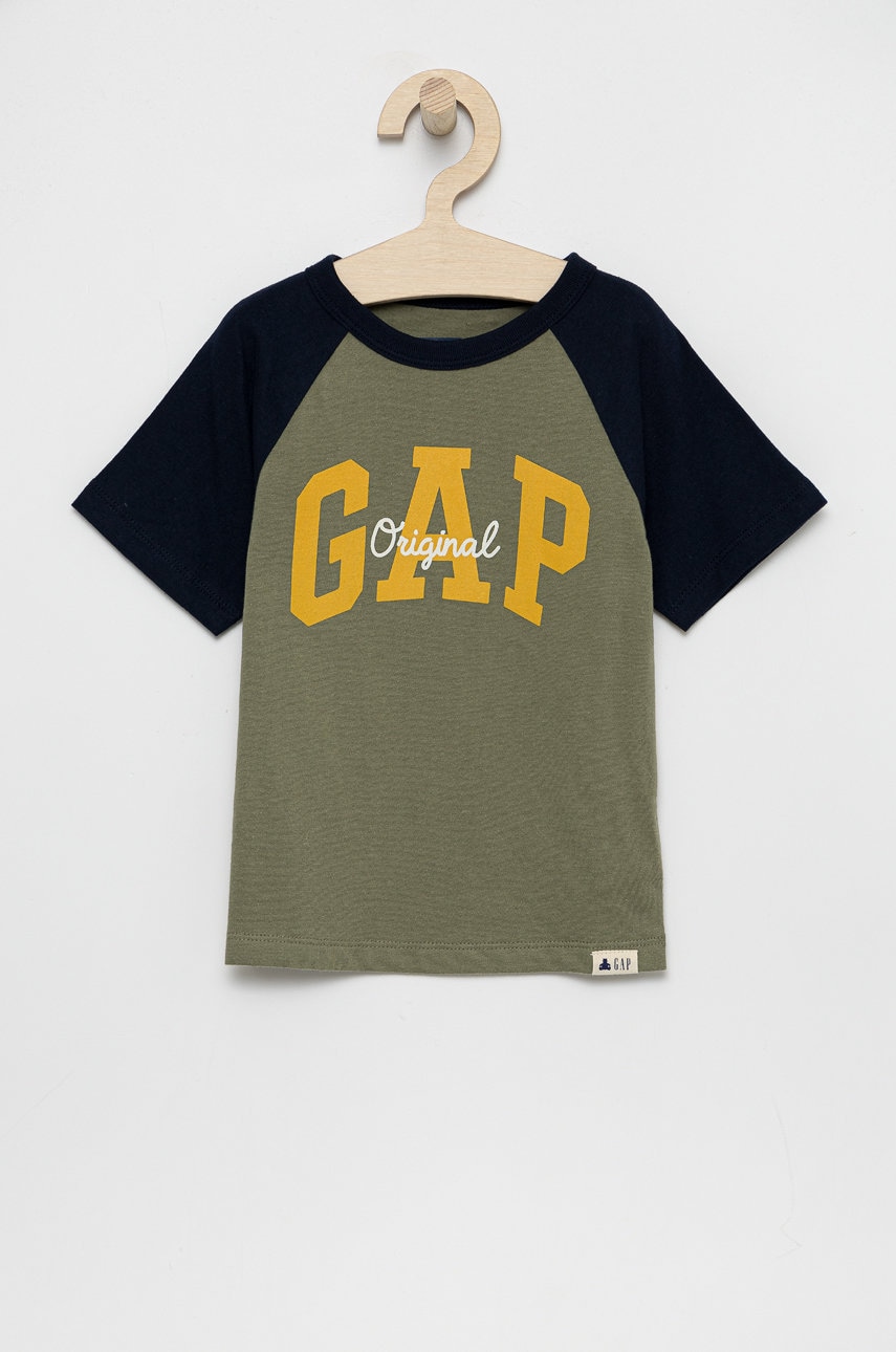 Gap tricou de bumbac pentru copii culoarea verde, cu imprimeu