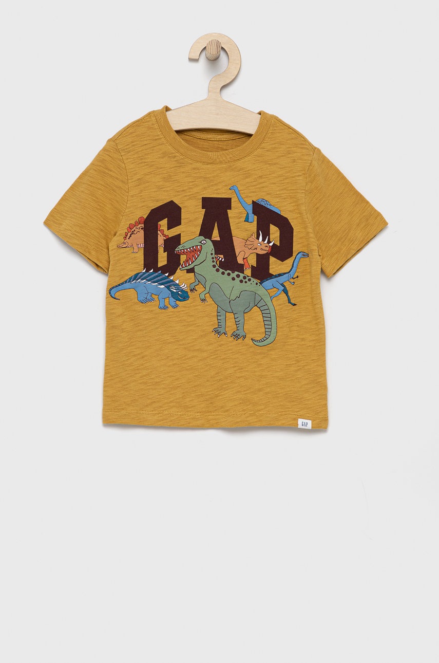 

Детска памучна тениска GAP в меланж на жълто, Жълт