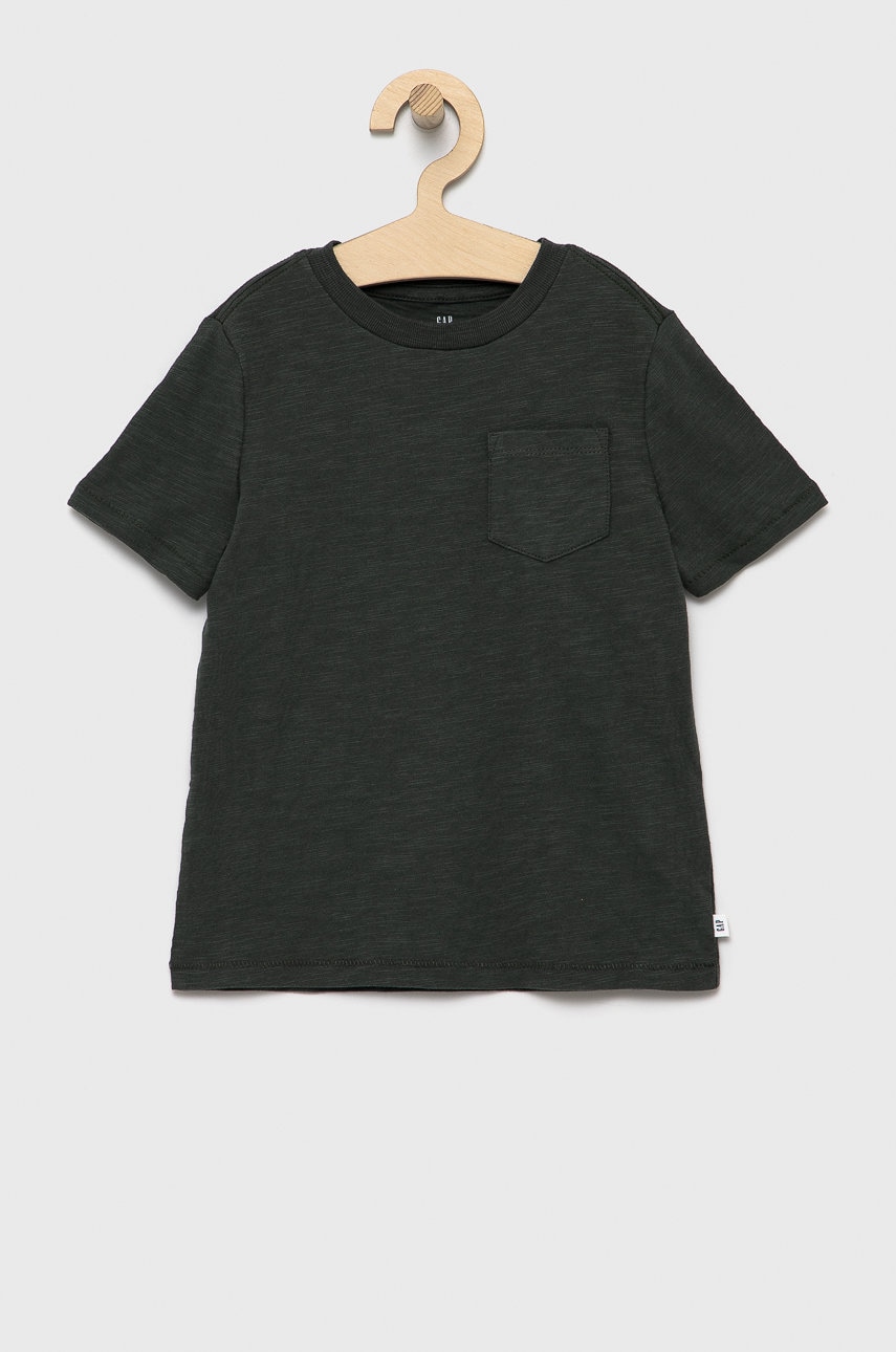 Gap tricou de bumbac pentru copii culoarea verde, material neted