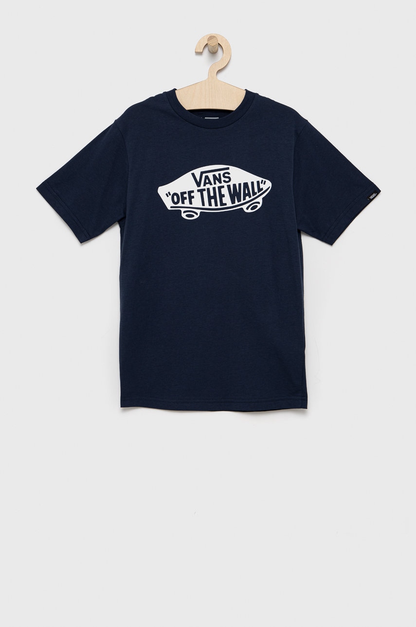 Vans tricou de bumbac pentru copii culoarea albastru marin, cu imprimeu