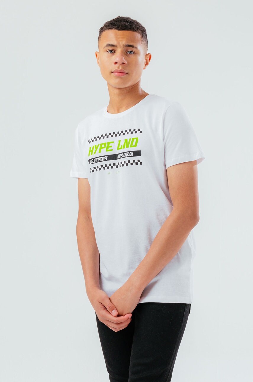 Hype tricou de bumbac pentru copii culoarea alb, cu imprimeu