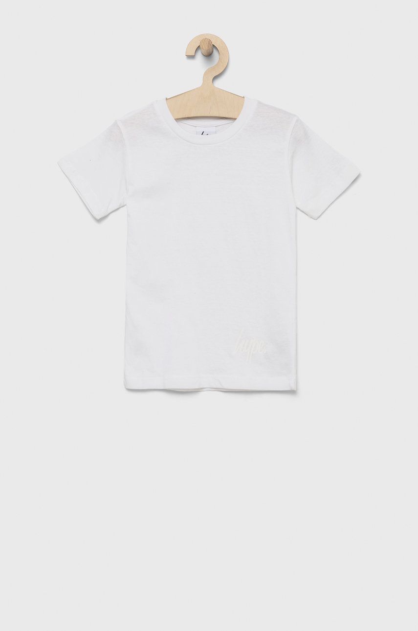 Levně Dětské bavlněné tričko Hype bílá barva, hladký