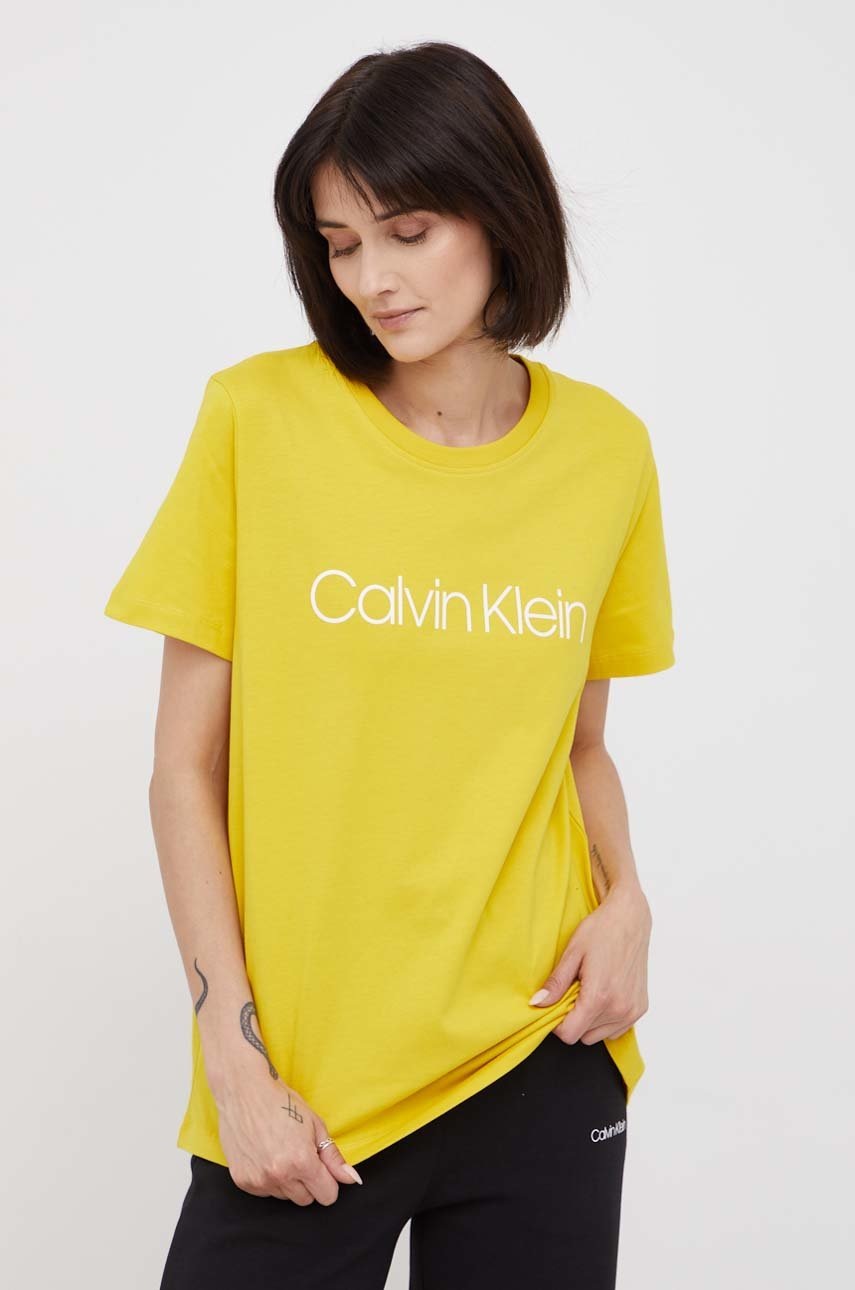 

Памучна тениска Calvin Klein в жълто, Жълт