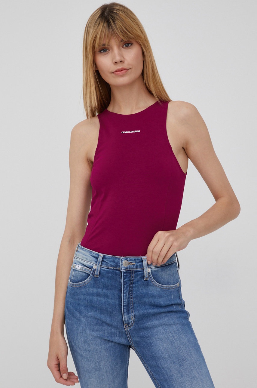 

Топ Calvin Klein Jeans дамски в жълто, Виолетов