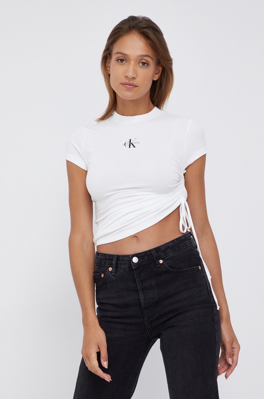 

Тениска Calvin Klein Jeans дамска в бяло, Бял
