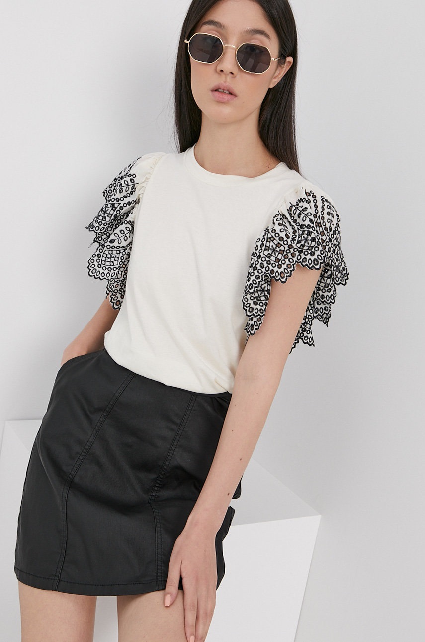 

Памучна тениска Vero Moda в кремаво, Бежов