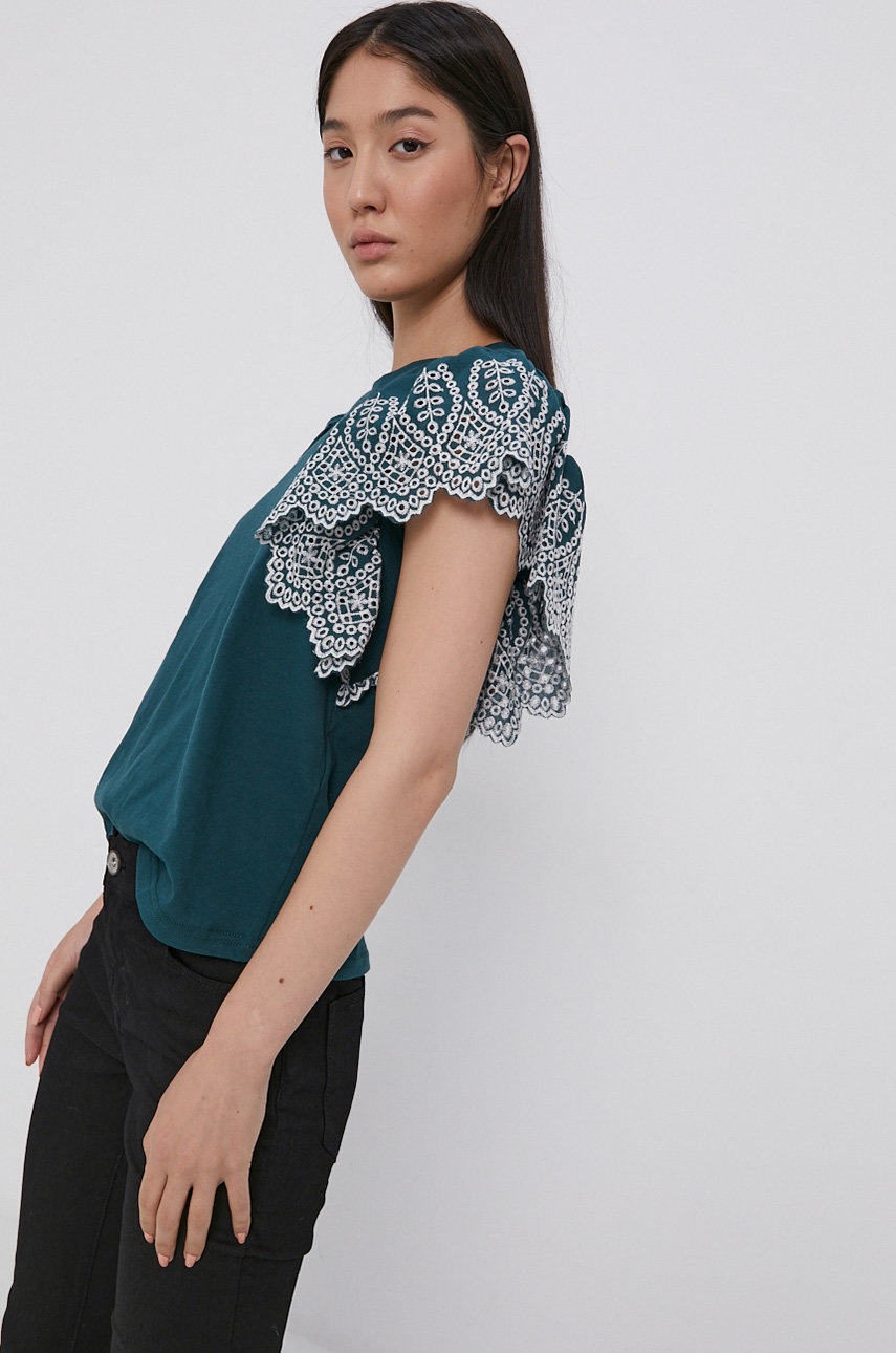 

Памучна тениска Vero Moda в зелено, Зелен