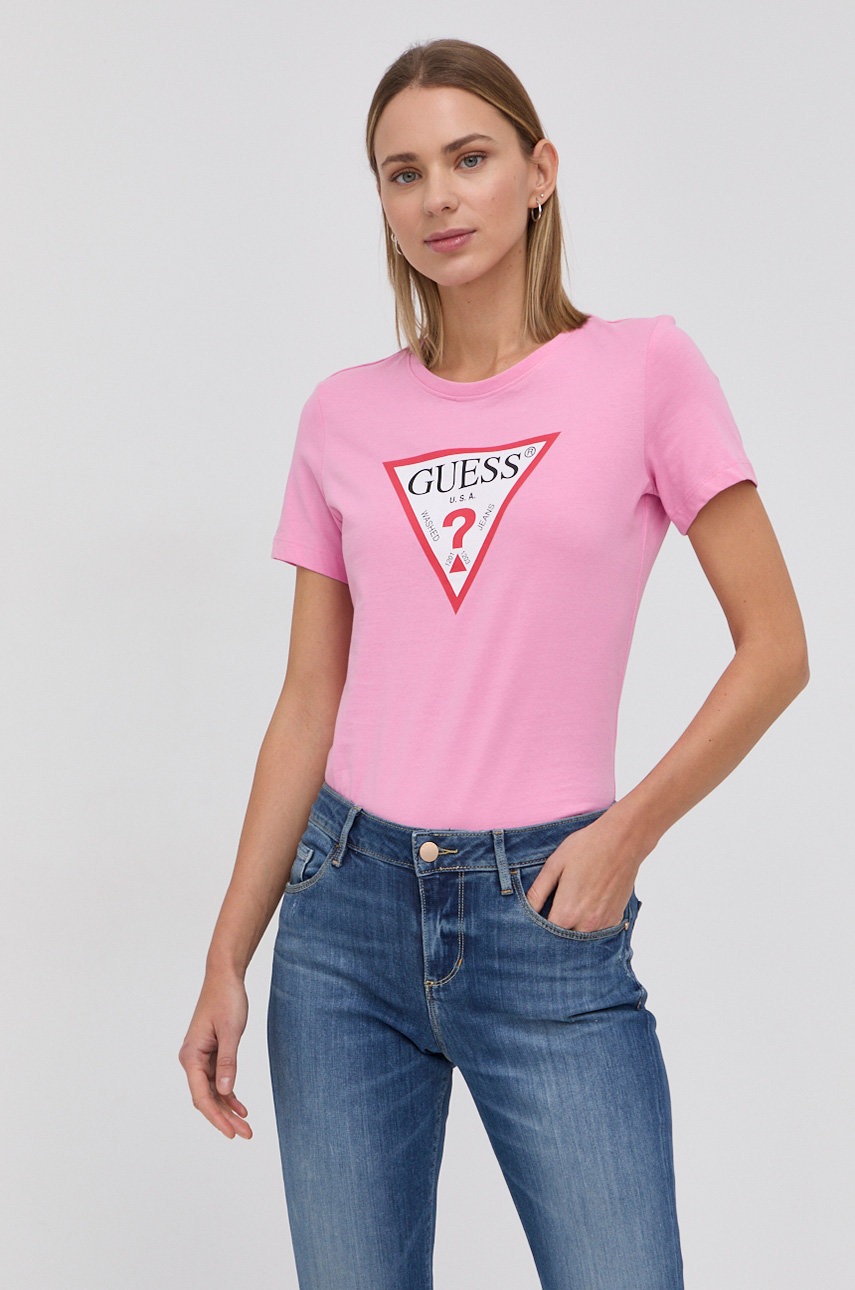 

Тениска Guess дамска в розово, Розов