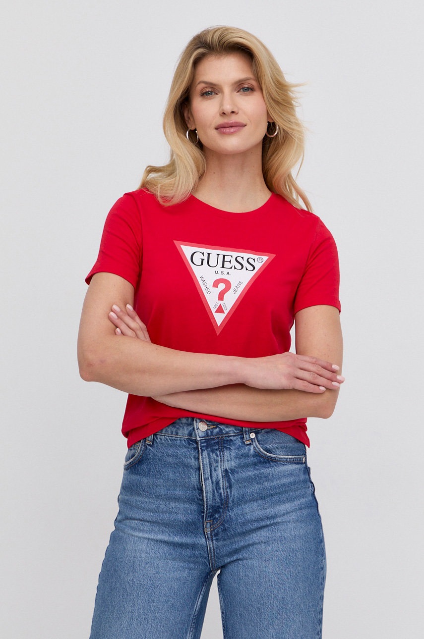 

Тениска Guess дамска в червено, Червен