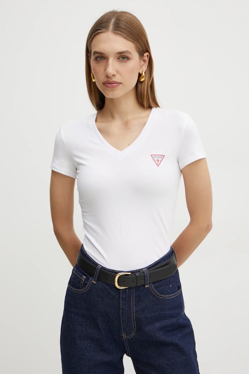 

Тениска Guess дамска в бяло, Бял