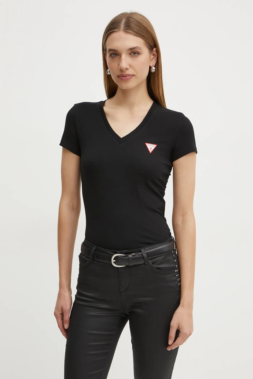 

Тениска Guess дамска в черно, Черен
