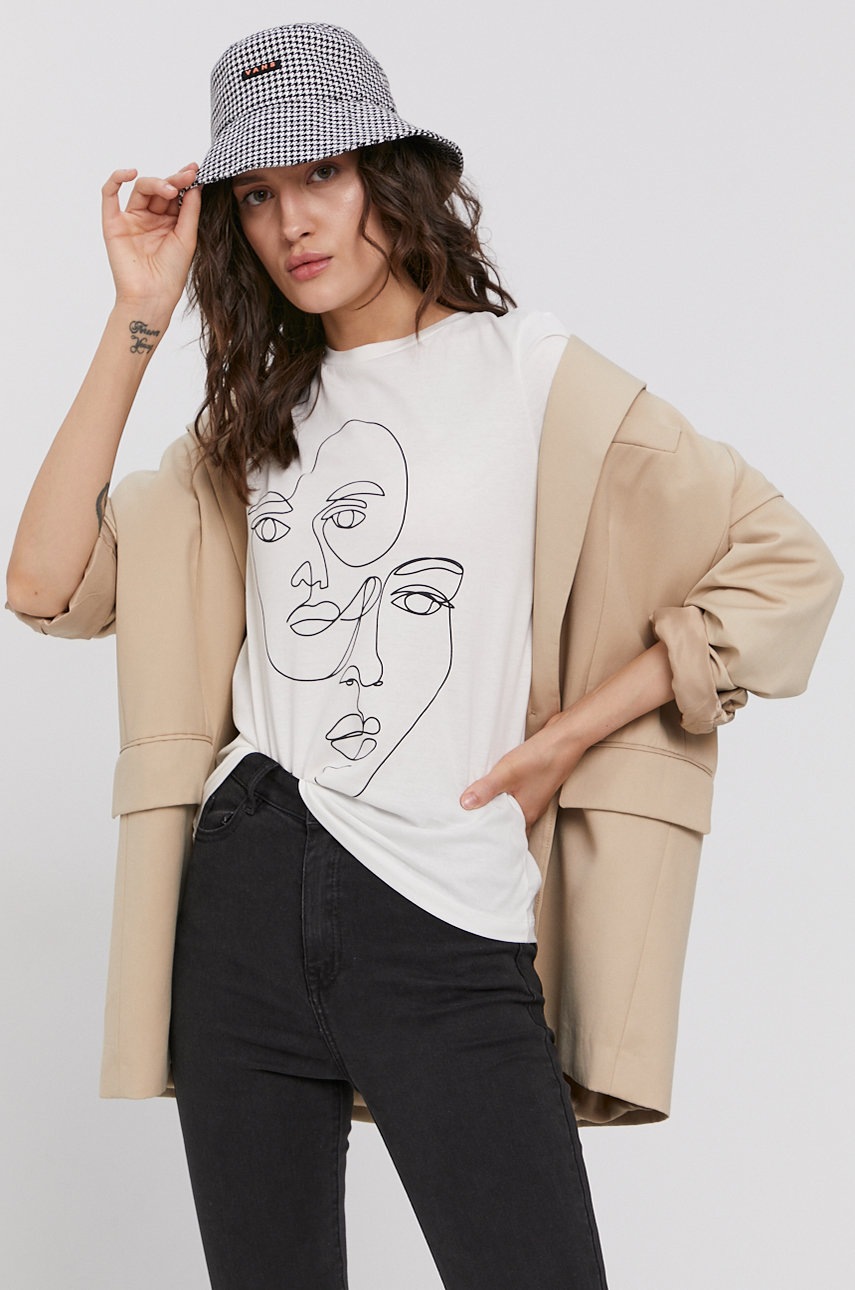 

Памучна тениска Vero Moda в бяло, Бял