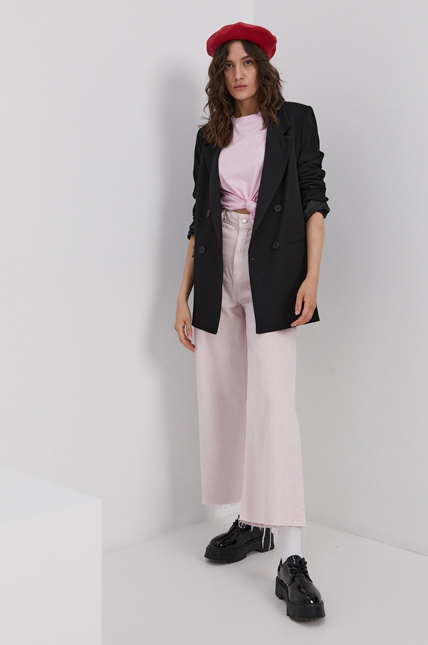 

Хлопковая футболка Vero Moda цвет розовый