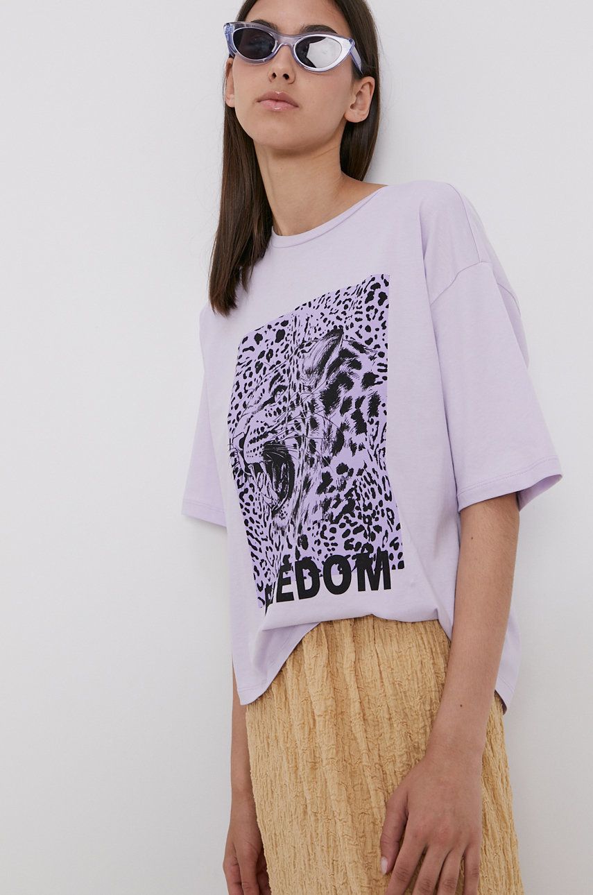 Vero Moda Tricou din bumbac culoarea violet answear imagine noua