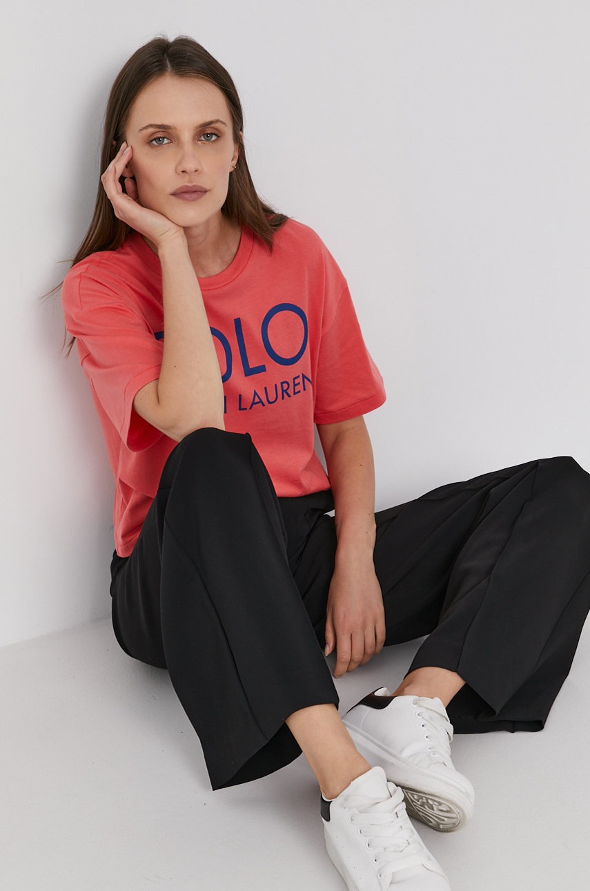 

Бавовняна футболка Polo Ralph Lauren колір рожевий