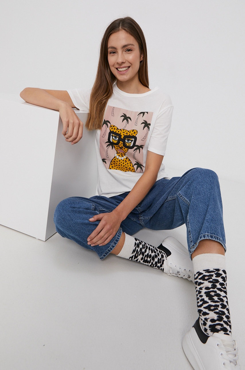 

Jacqueline de Yong - Памучна тениска, Бял