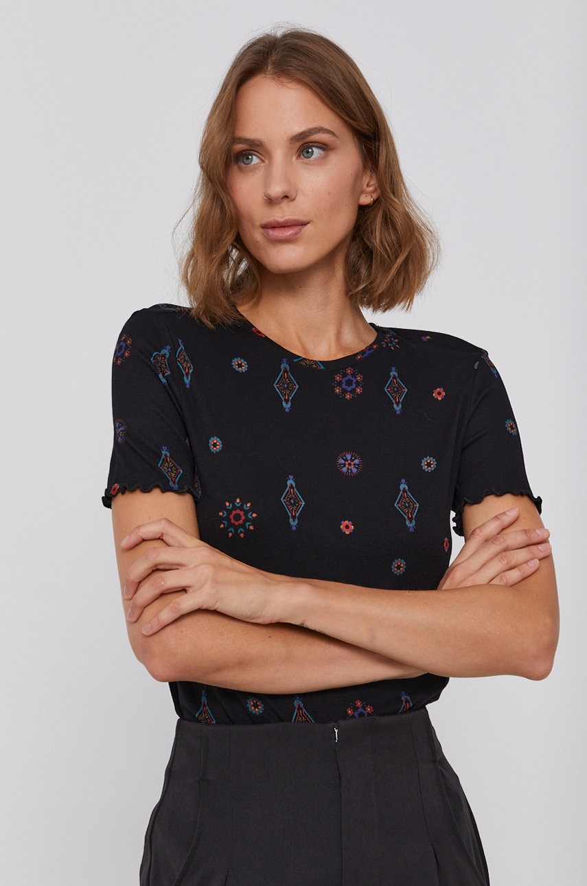 

Тениска Desigual дамска в черно, Черен