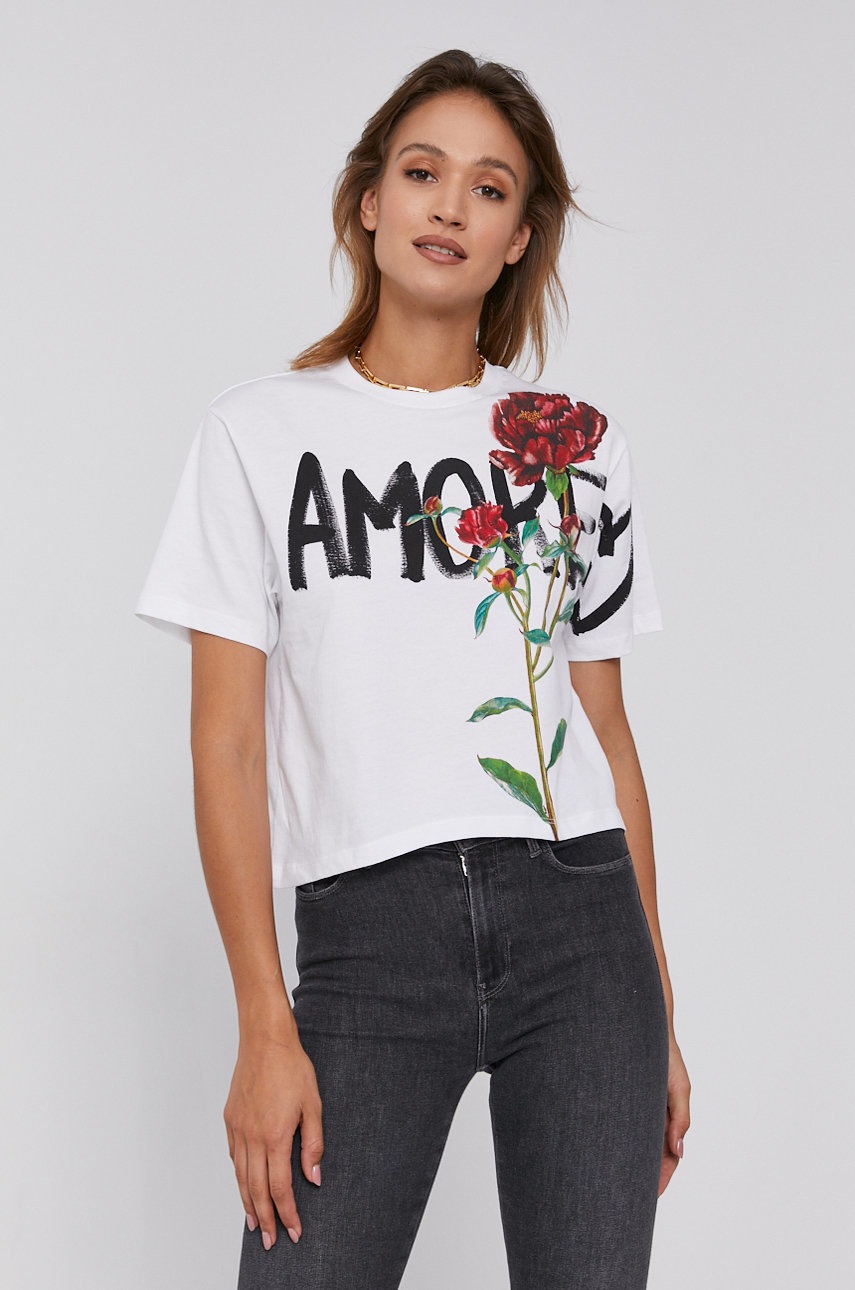 

Хлопковая футболка Desigual цвет белый