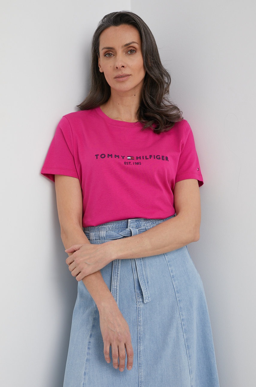 

Тениска Tommy Hilfiger дамска в розово, Розов