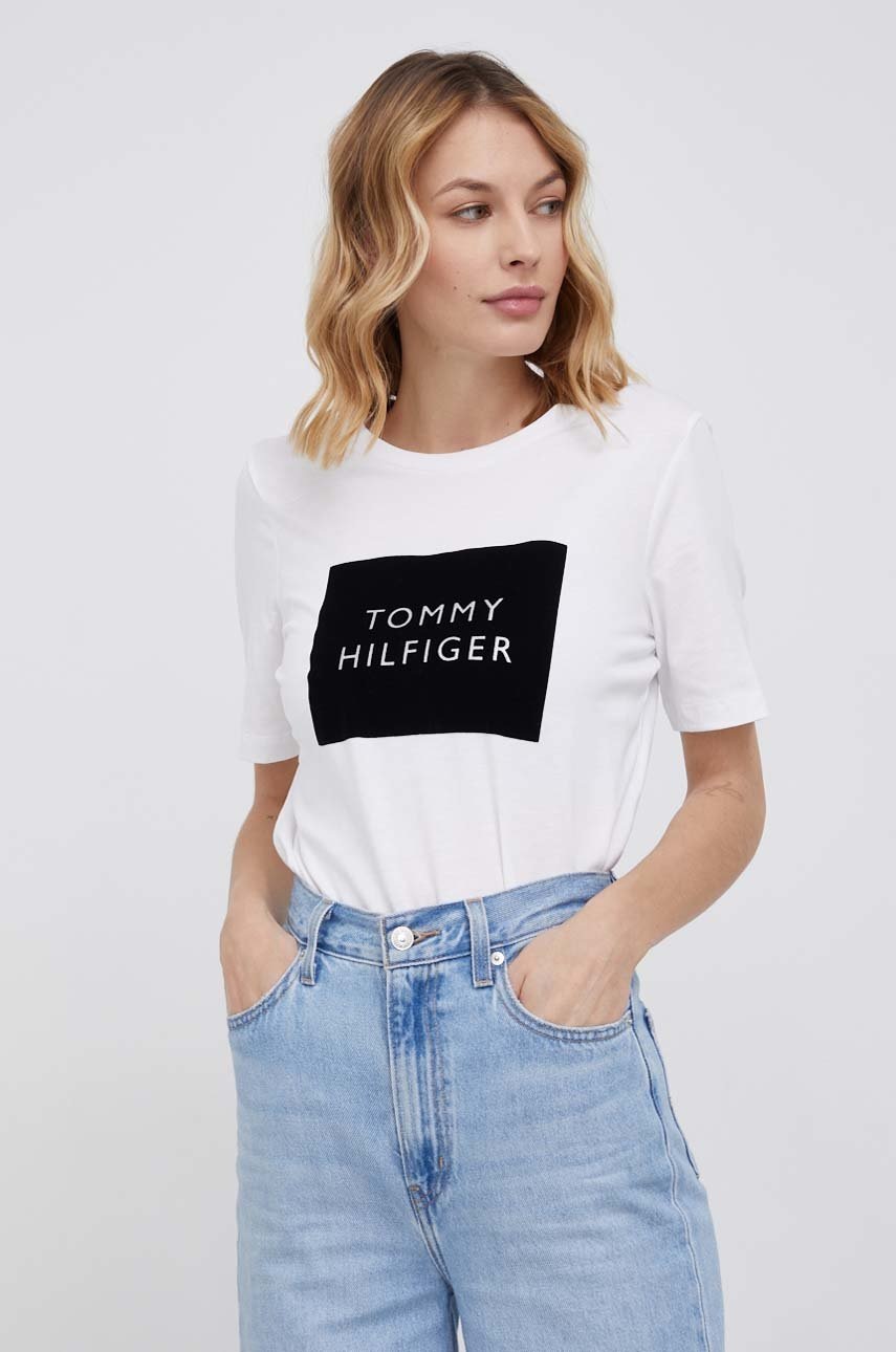 

Бавовняна футболка Tommy Hilfiger колір білий