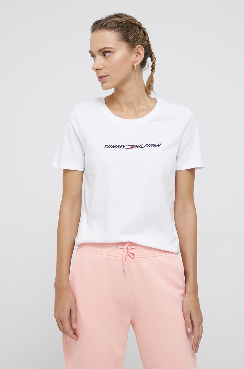 

Памучна тениска Tommy Hilfiger в бяло, Бял