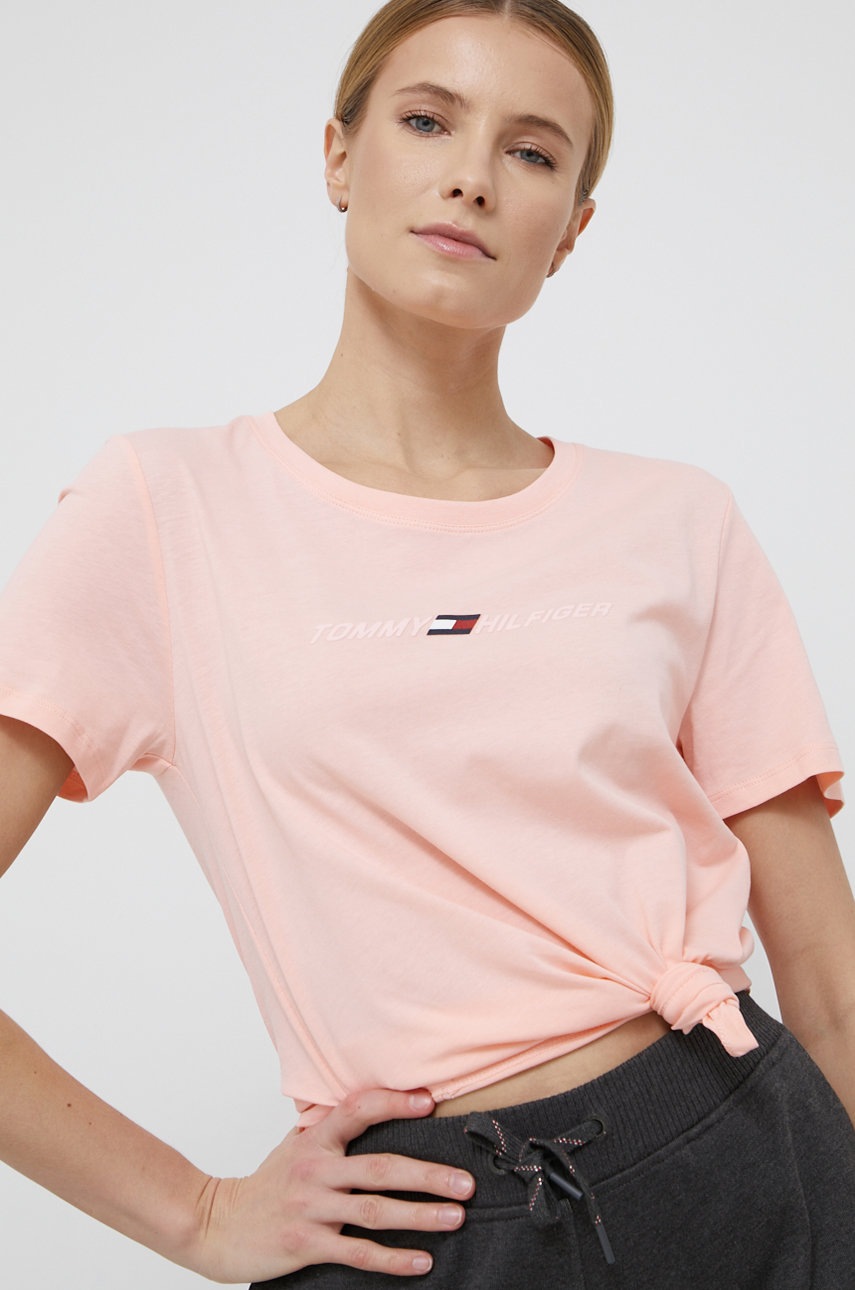 

Памучна тениска Tommy Hilfiger в розово, Розов