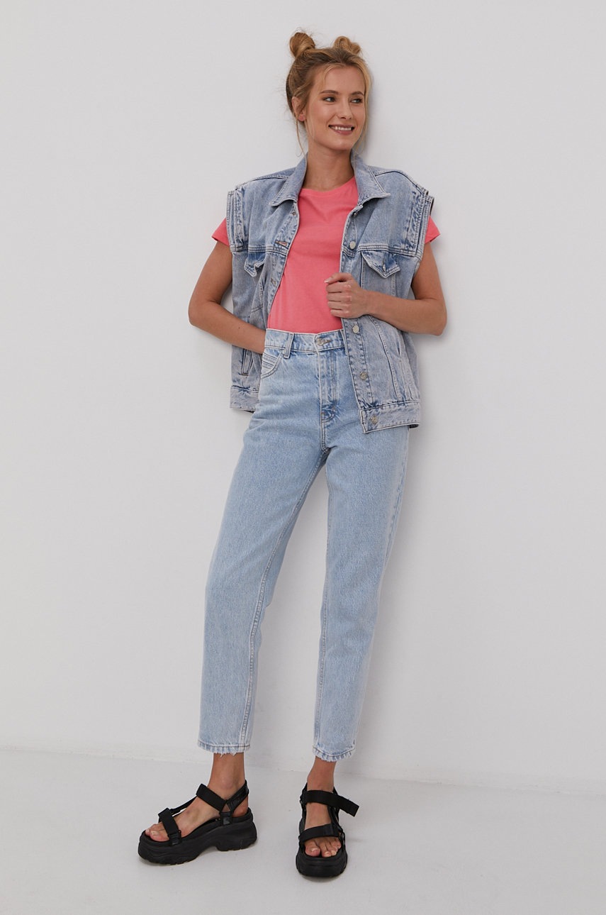 

Футболка Tommy Jeans женская цвет розовый