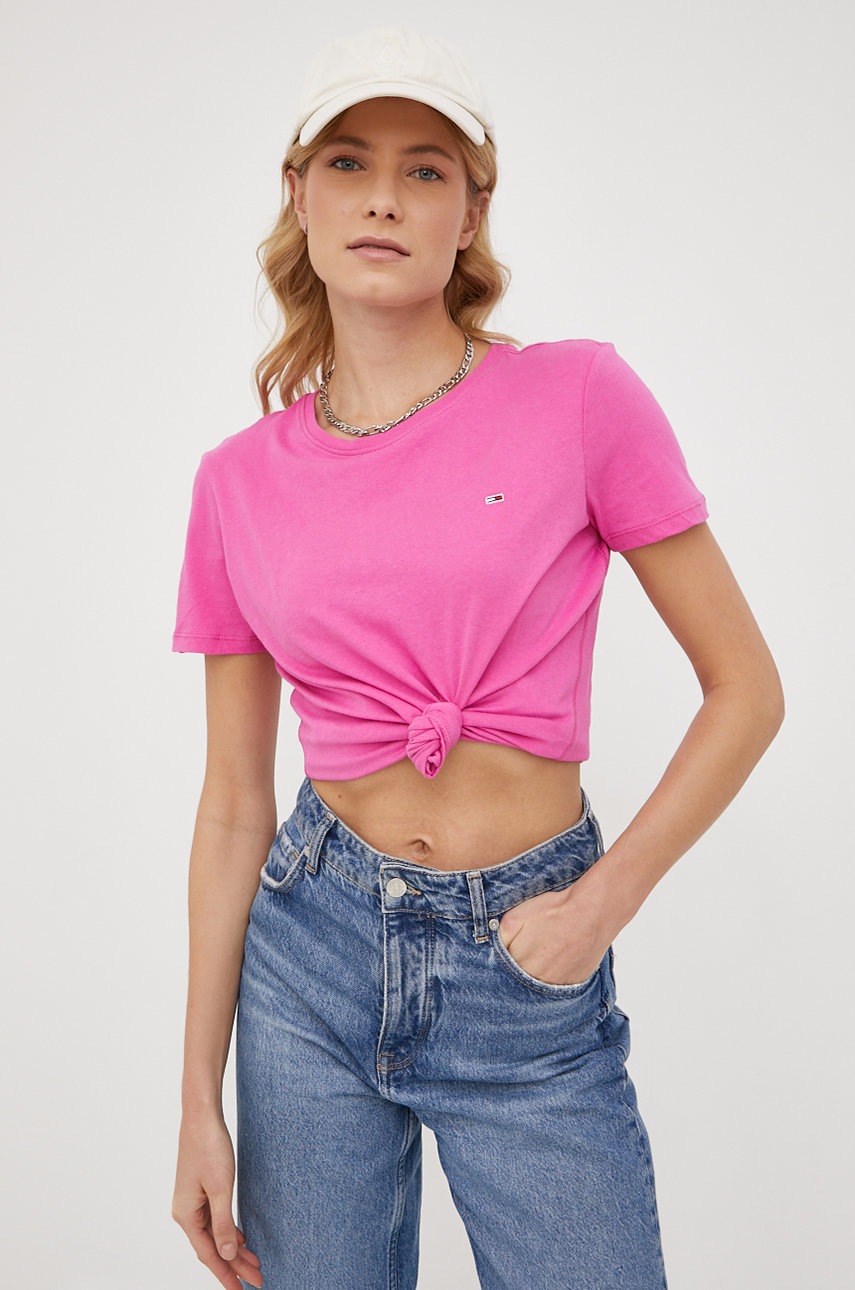 

Футболка Tommy Jeans жіноча колір рожевий