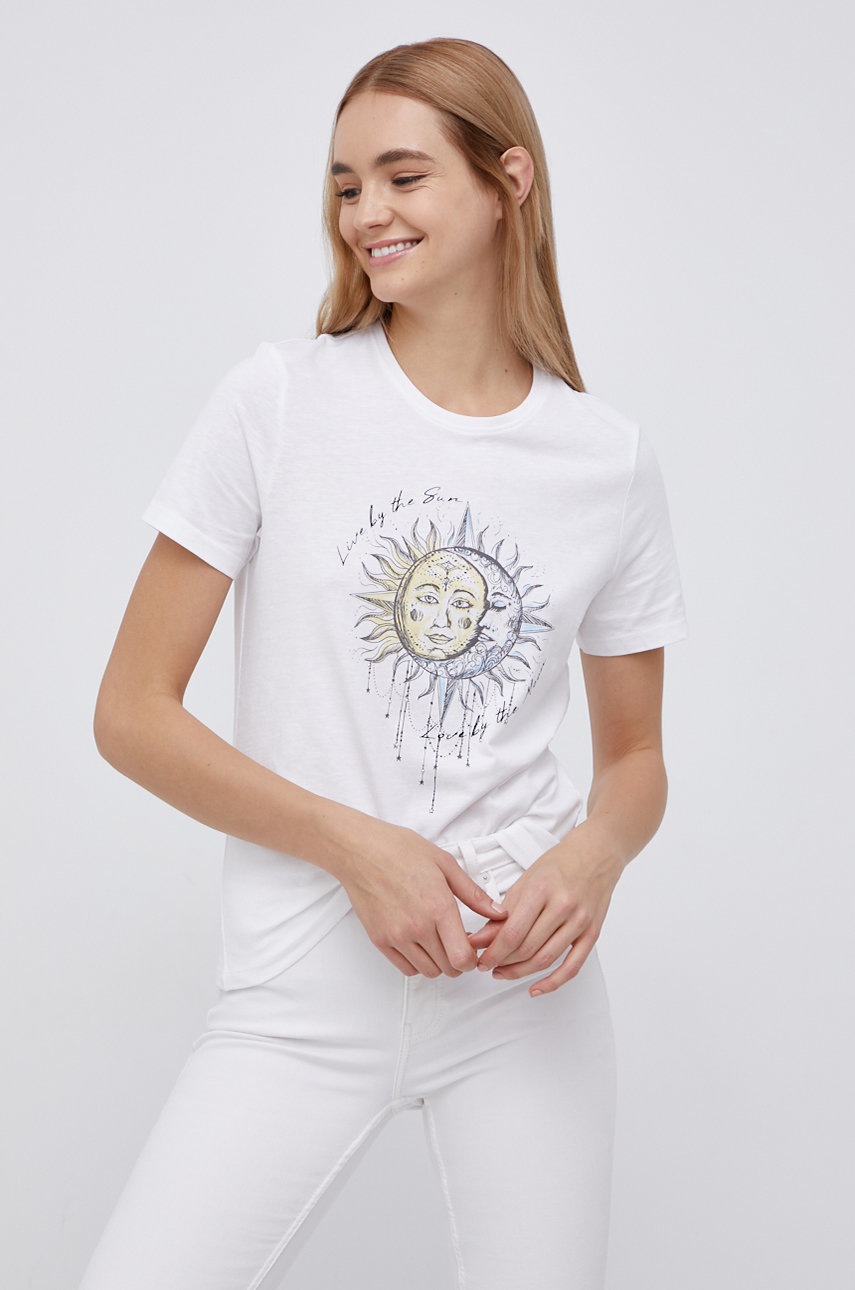 

Памучна тениска Only в бяло, Бял