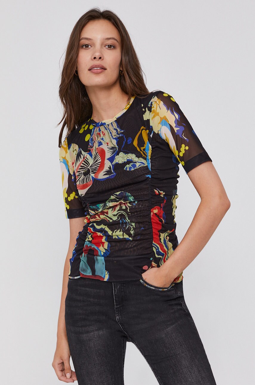 Desigual tricou x monsieur christian lacroix femei, culoarea negru