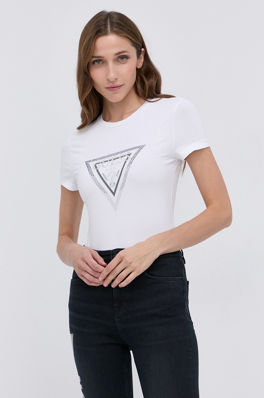 

Тениска Guess дамска в бяло, Бял