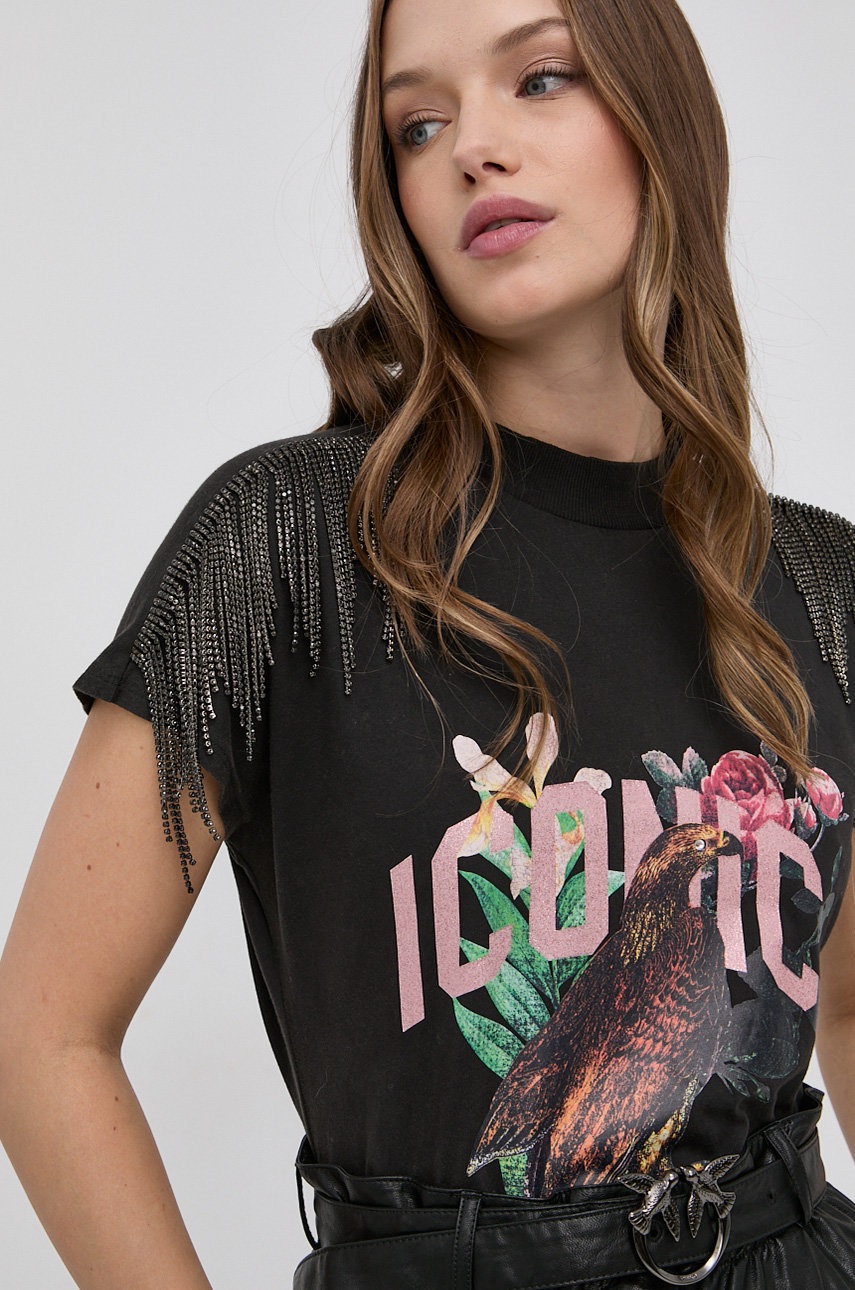 

Памучна тениска Guess в кафяво, Кафяв