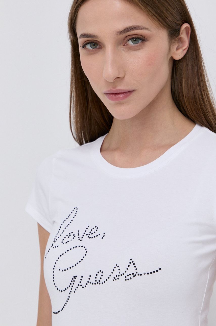 

Тениска Guess дамска в бяло, Бял