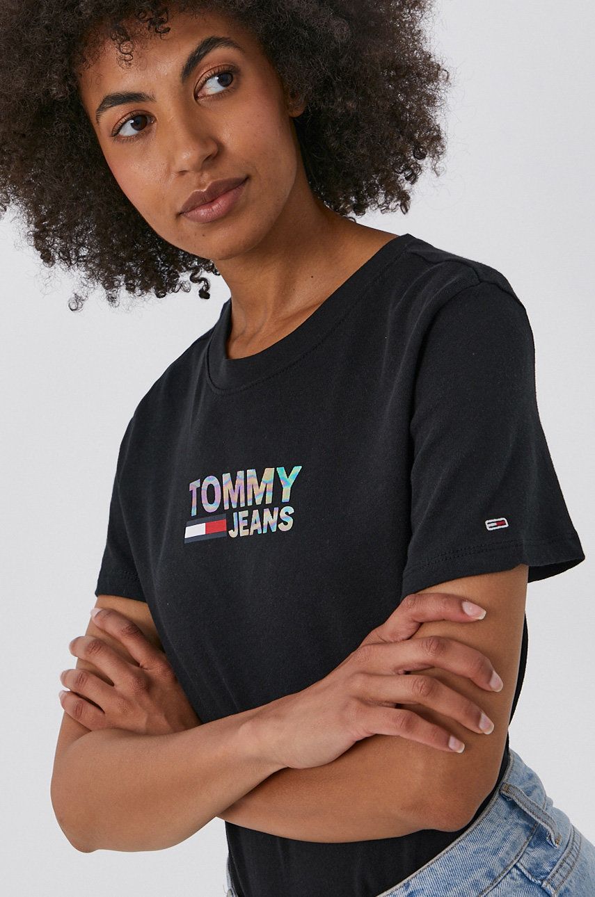 Tommy Jeans Tricou femei, culoarea negru
