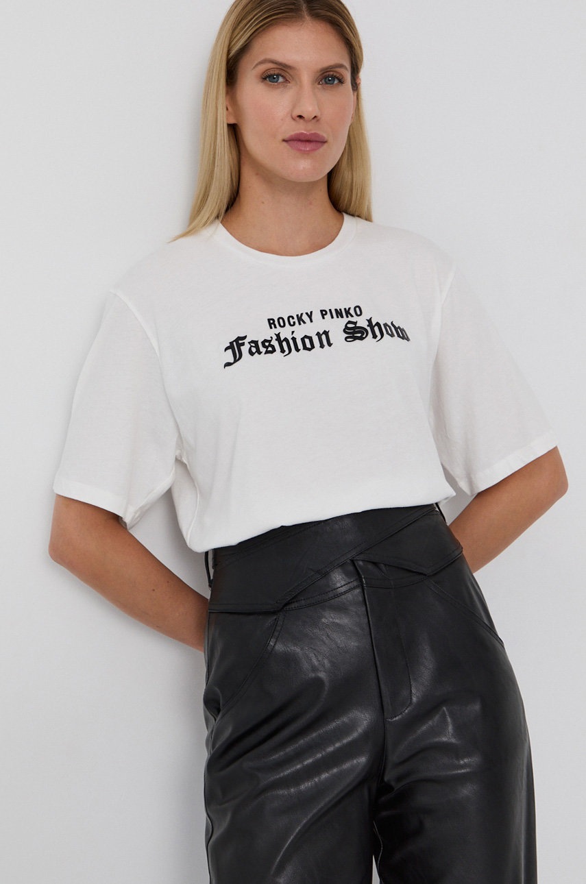 

Памучна тениска Pinko в бяло, Бял