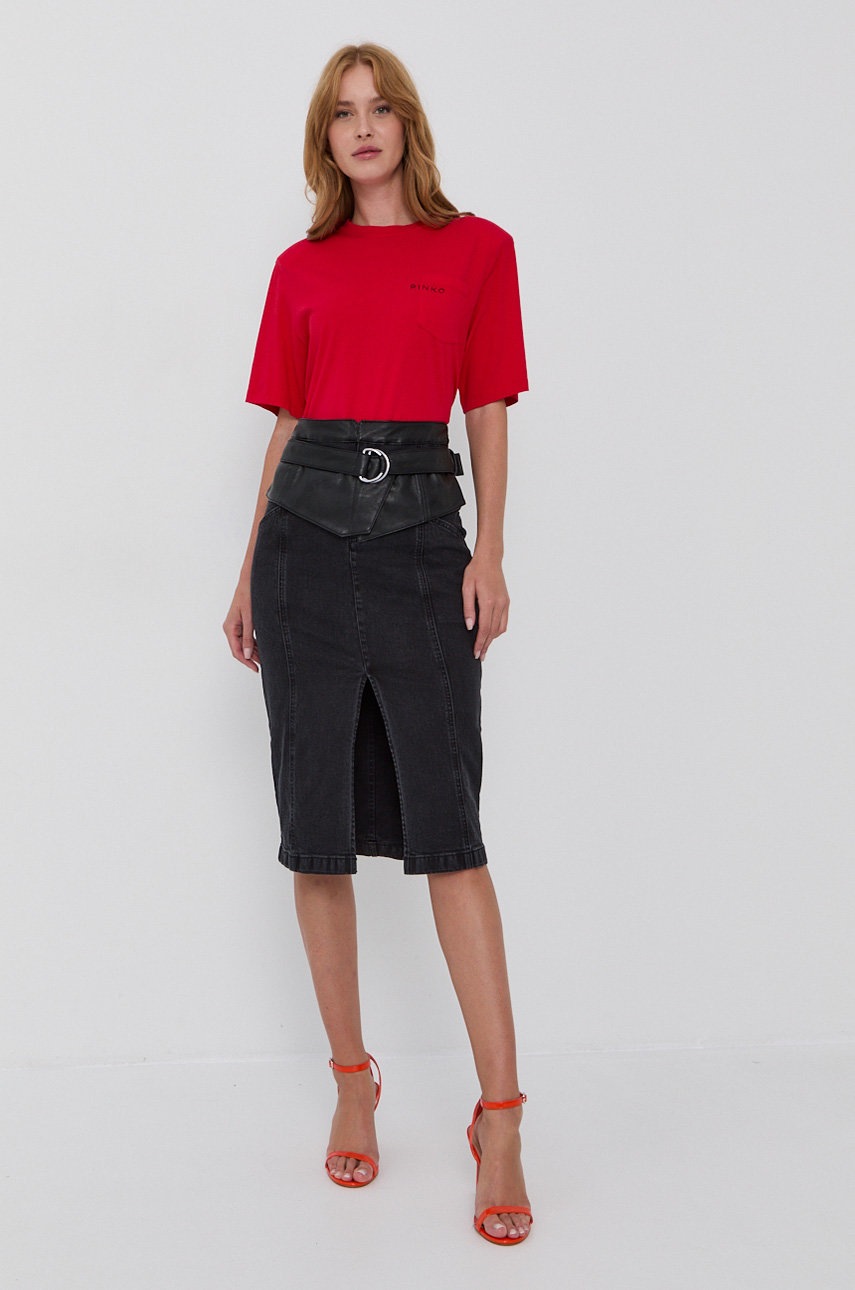 

Хлопковая футболка Pinko цвет красный