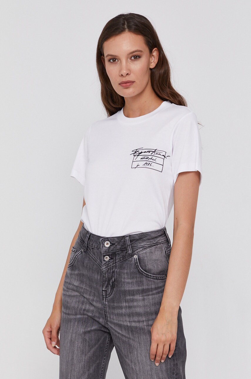 Emporio armani tricou din bumbac culoarea alb