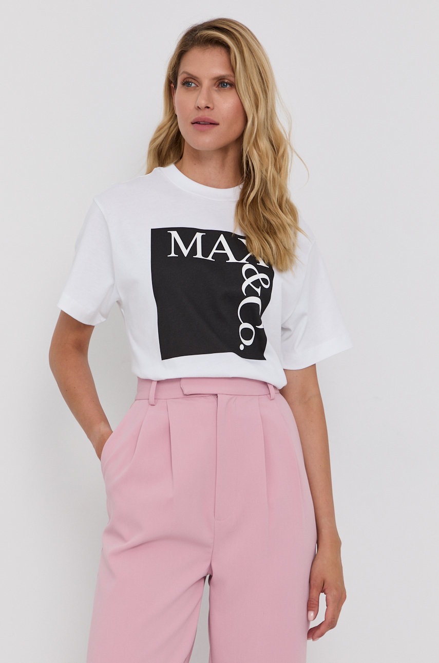 

Хлопковая футболка MAX&Co. цвет чёрный
