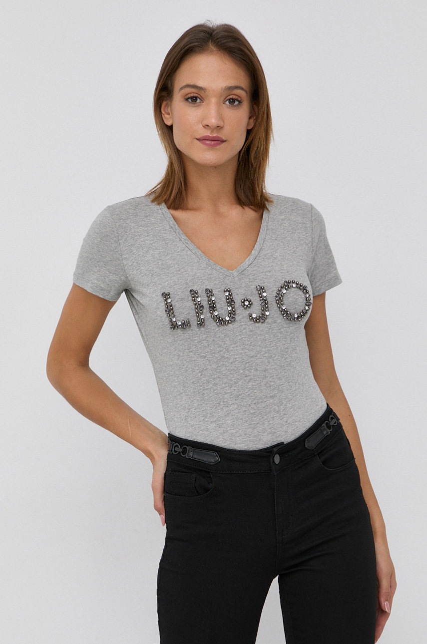 

Тениска Liu Jo дамска в сиво, Сив