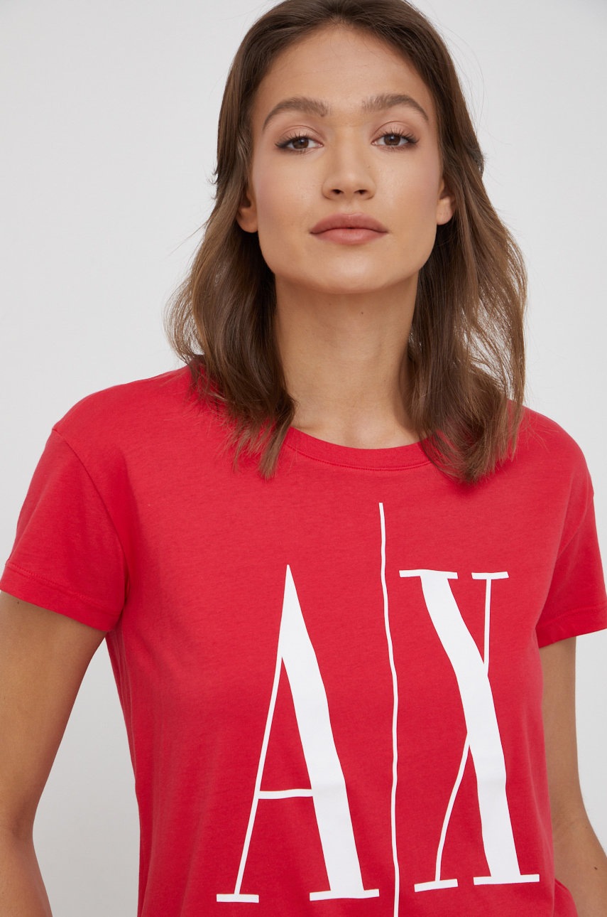 

Памучна тениска Armani Exchange в червено, Червен