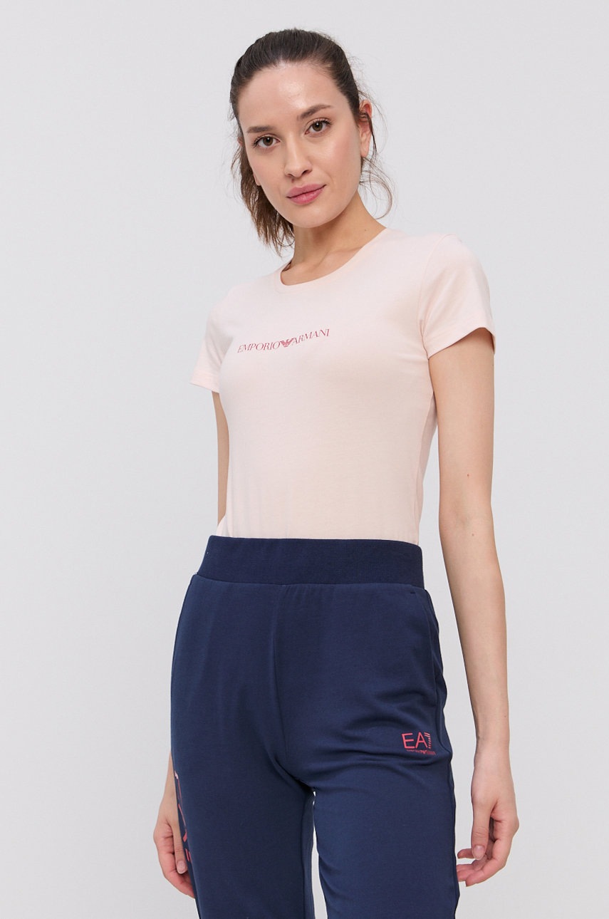 

Тениска Emporio Armani Underwear дамска в розово, Розов
