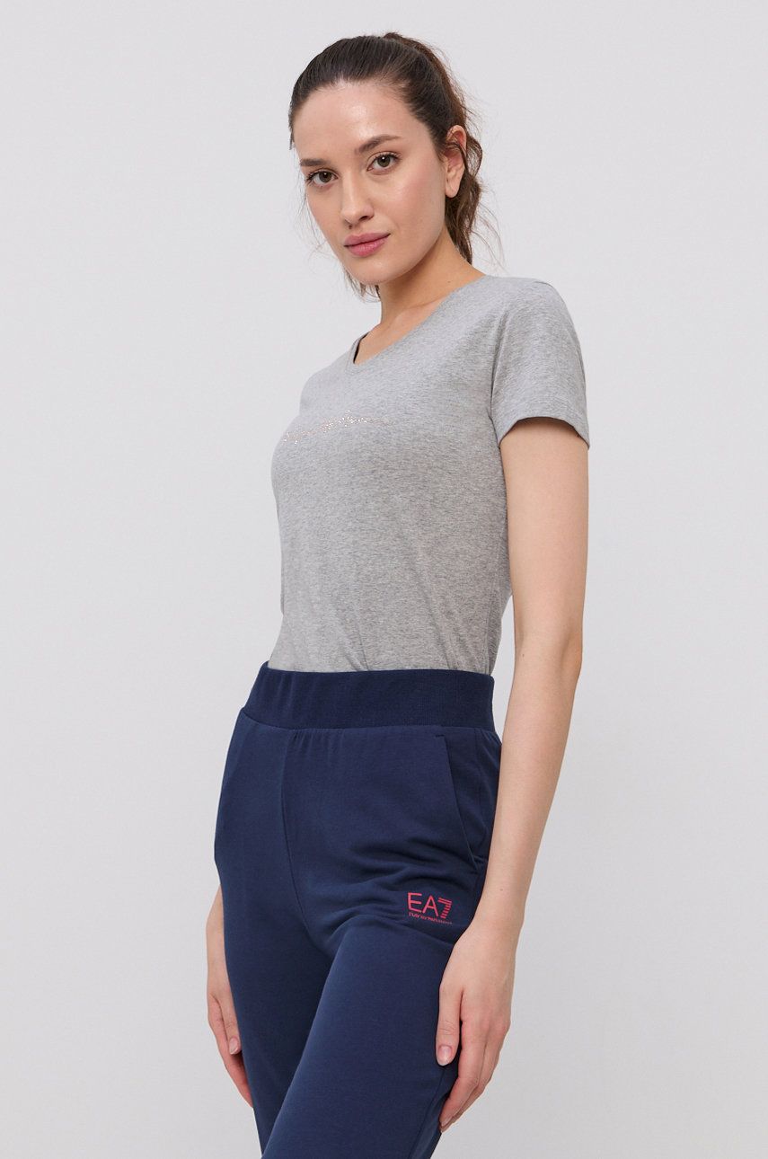 Emporio Armani Underwear Tricou femei, culoarea gri answear.ro imagine megaplaza.ro