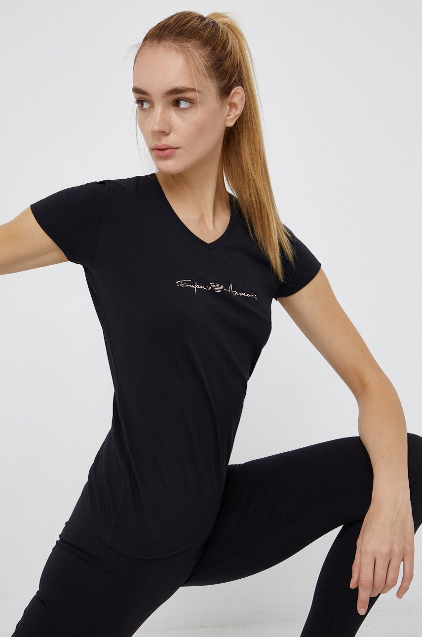 Emporio Armani Underwear Tricou femei, culoarea negru answear imagine noua