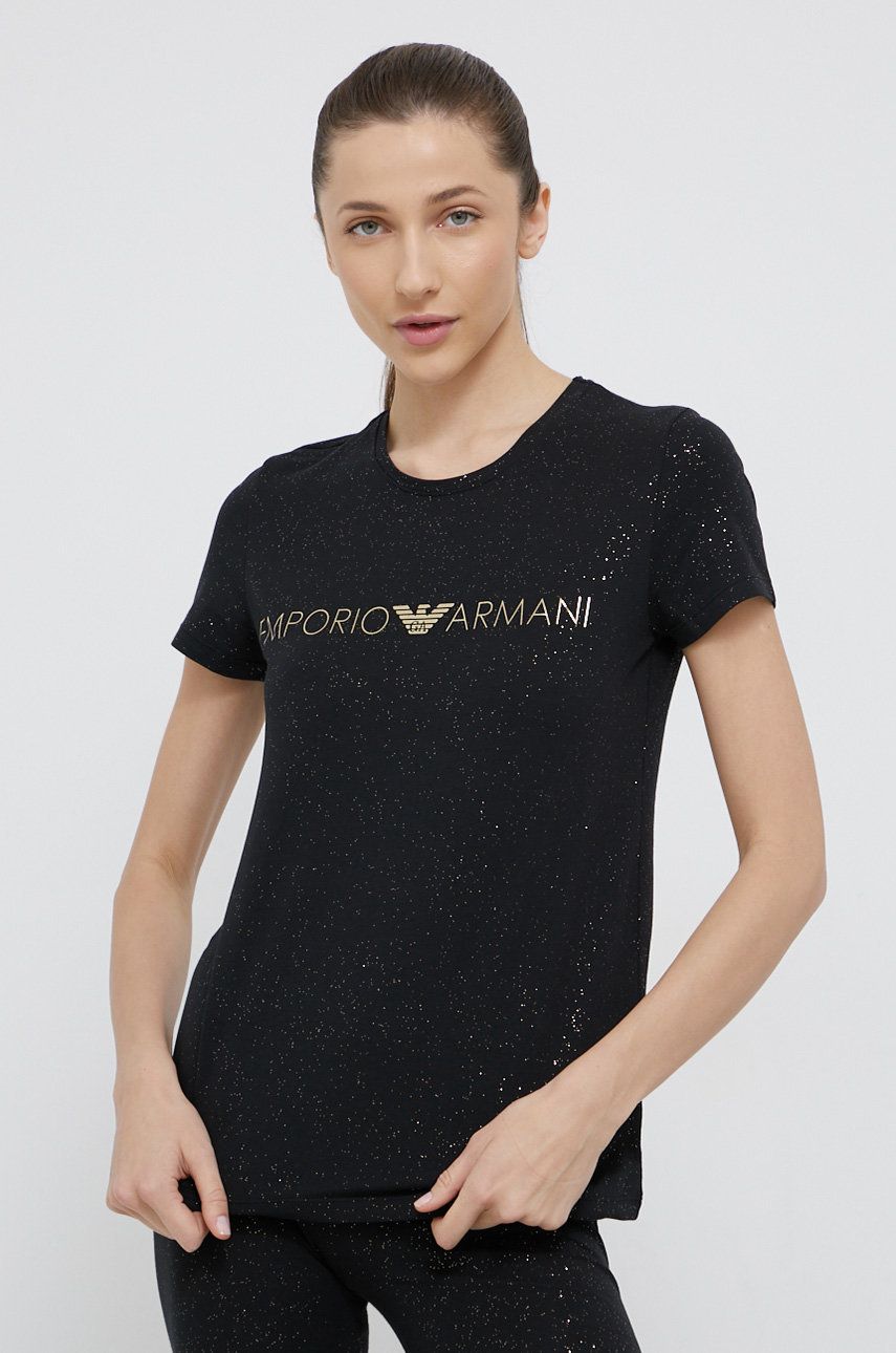 Emporio Armani Underwear Tricou de pijama femei, culoarea negru ANSWEAR