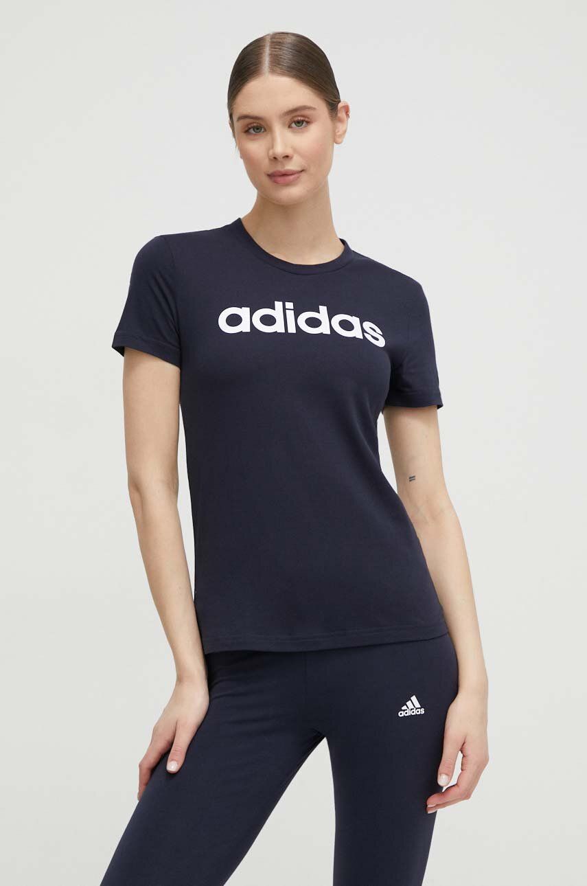 adidas tricou din bumbac H07833 culoarea bleumarin H07833