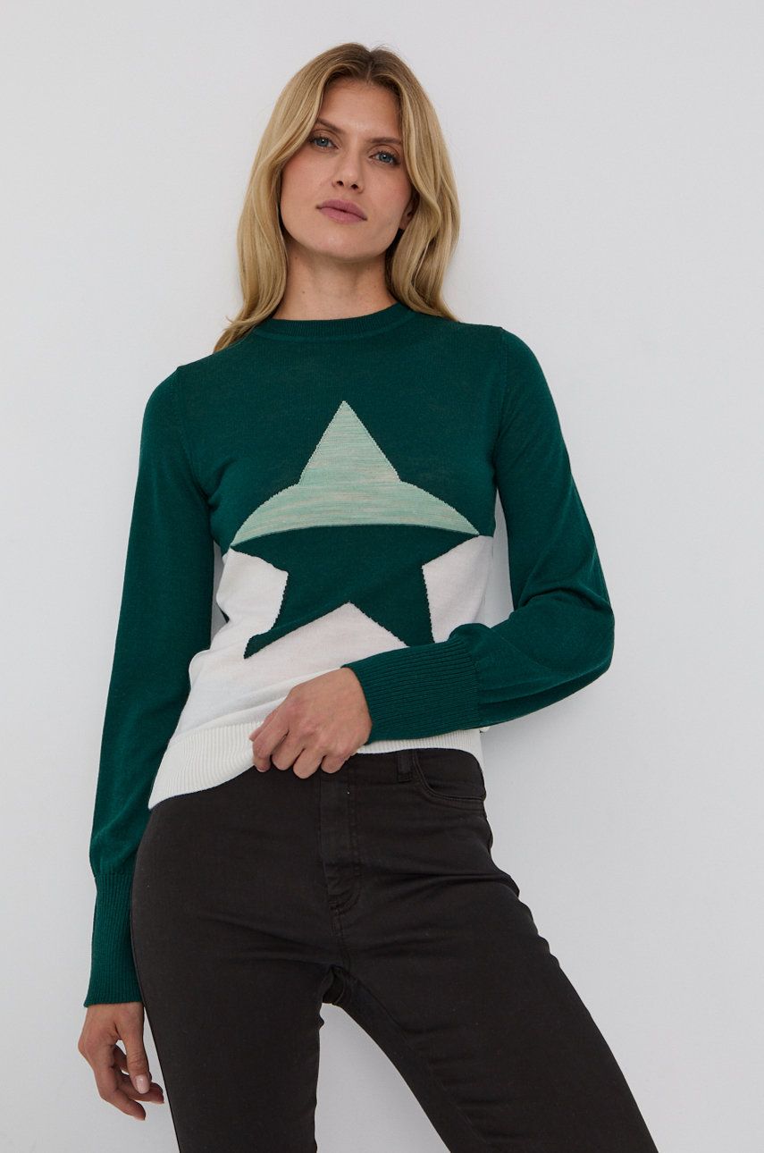 Marella pulover de lana femei, culoarea verde, light answear.ro imagine noua
