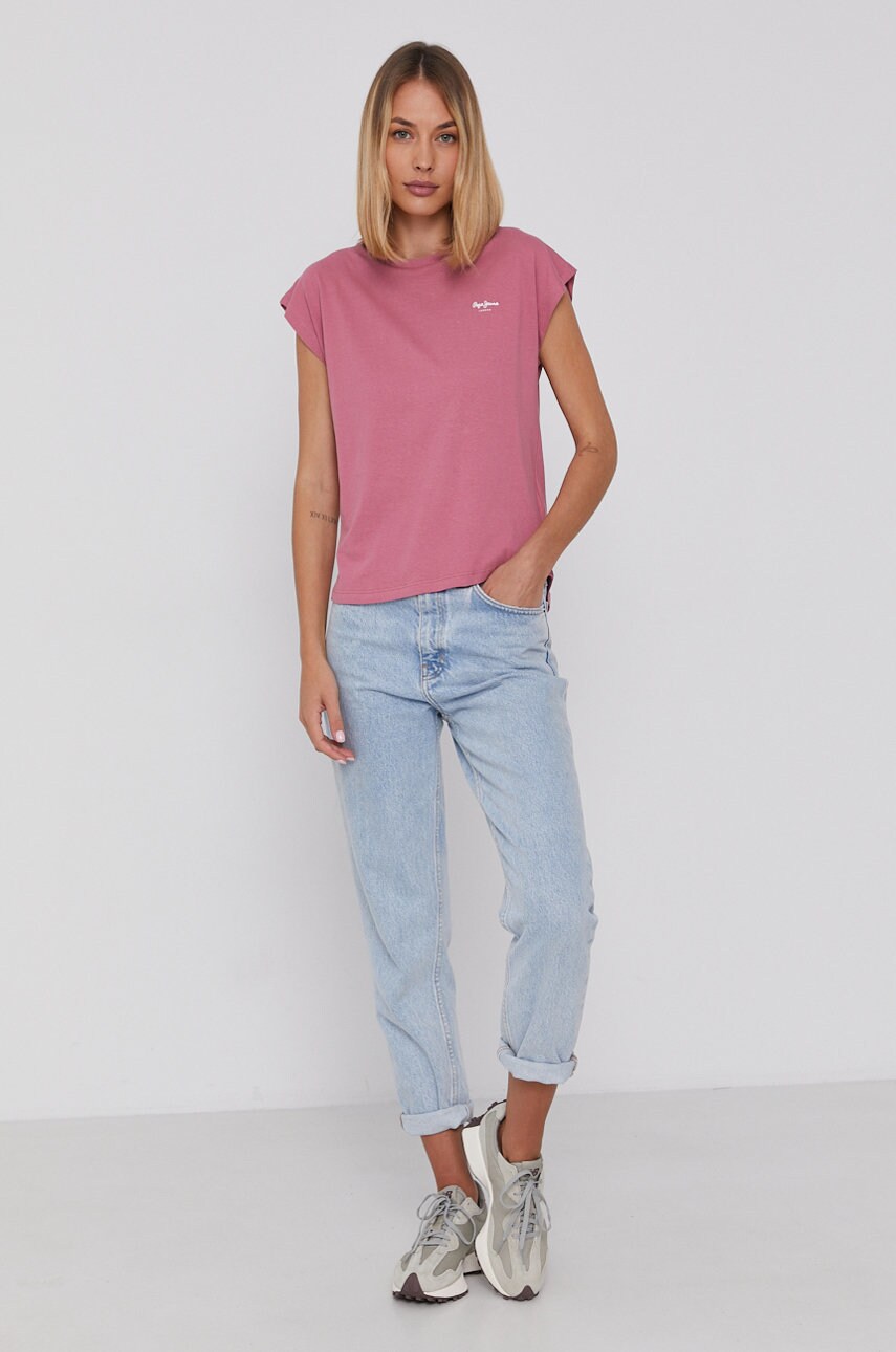 

Хлопковая футболка Pepe Jeans Bloom цвет фиолетовый